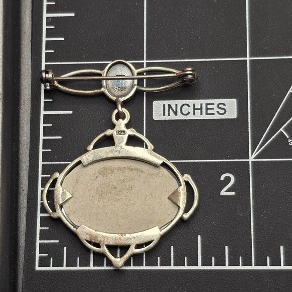 VTG Sterling Silver Photo Brooch 2x1.5" Glass Frame Signed REO 8.35g USA Made - Picture 6 of 7